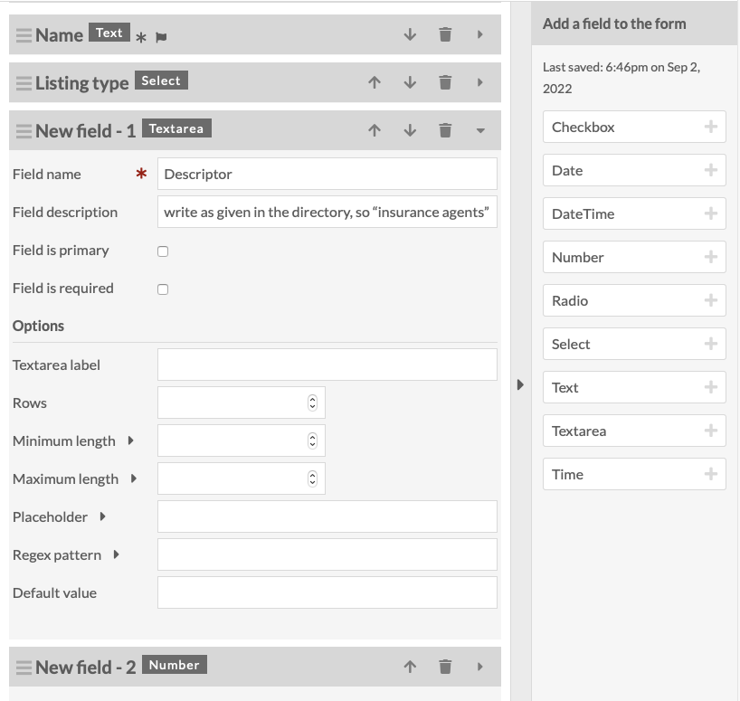 Image as described. The guidance reads 'Write as given in the directory, so “insurance agents” 